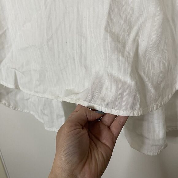 Billy Reid white stripe long sleeve beaded embroidered neck detail top Small - Picture 6 of 6